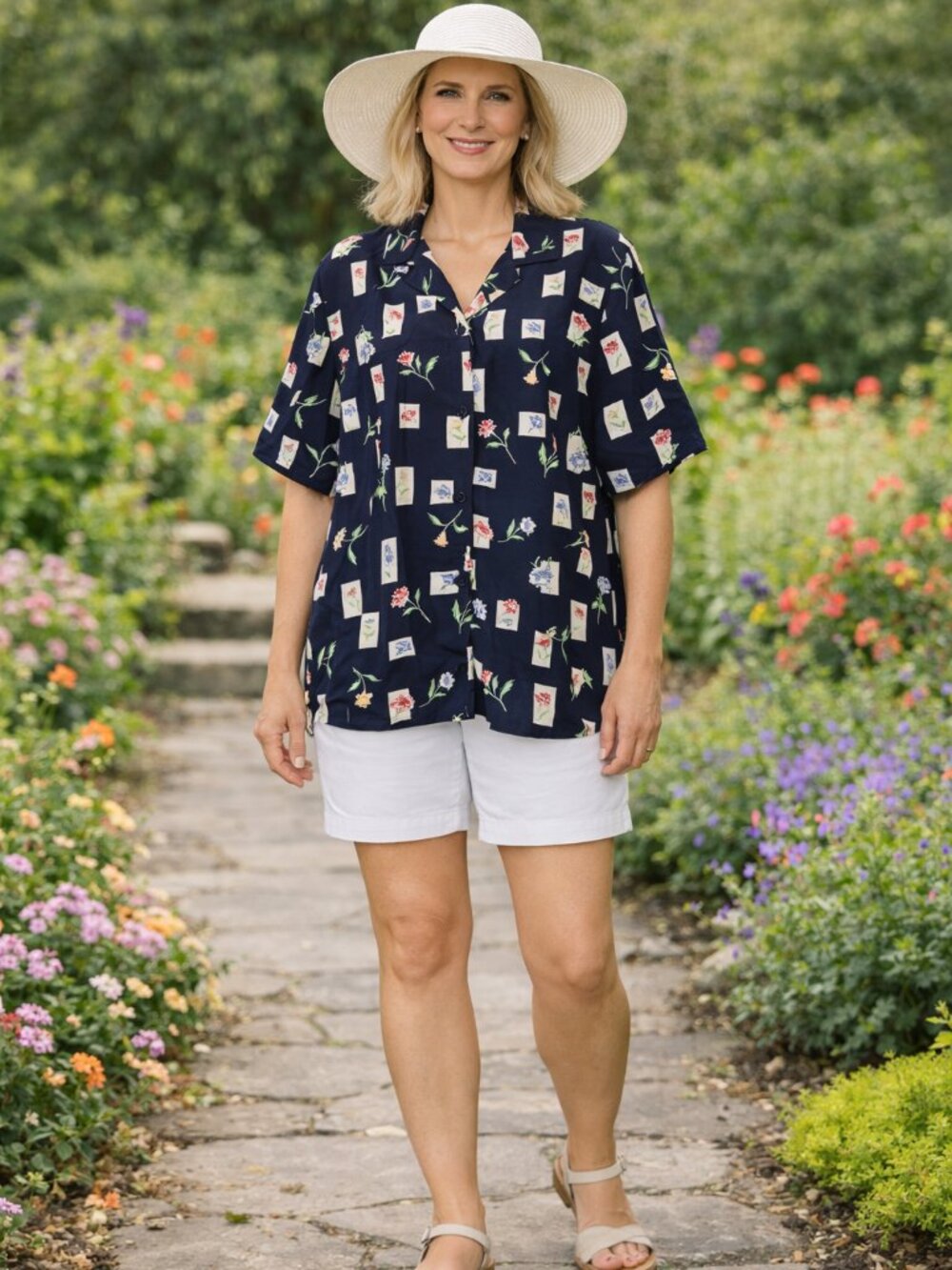 VINTAGE Alfred Dunner Short Sleeve Button Down Blouse - Picture 8 of 11